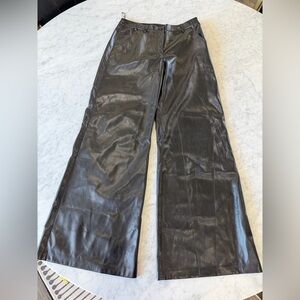 Amanda Uprichard Faux Leather Wide Leg Pants Black Size Medium NWT